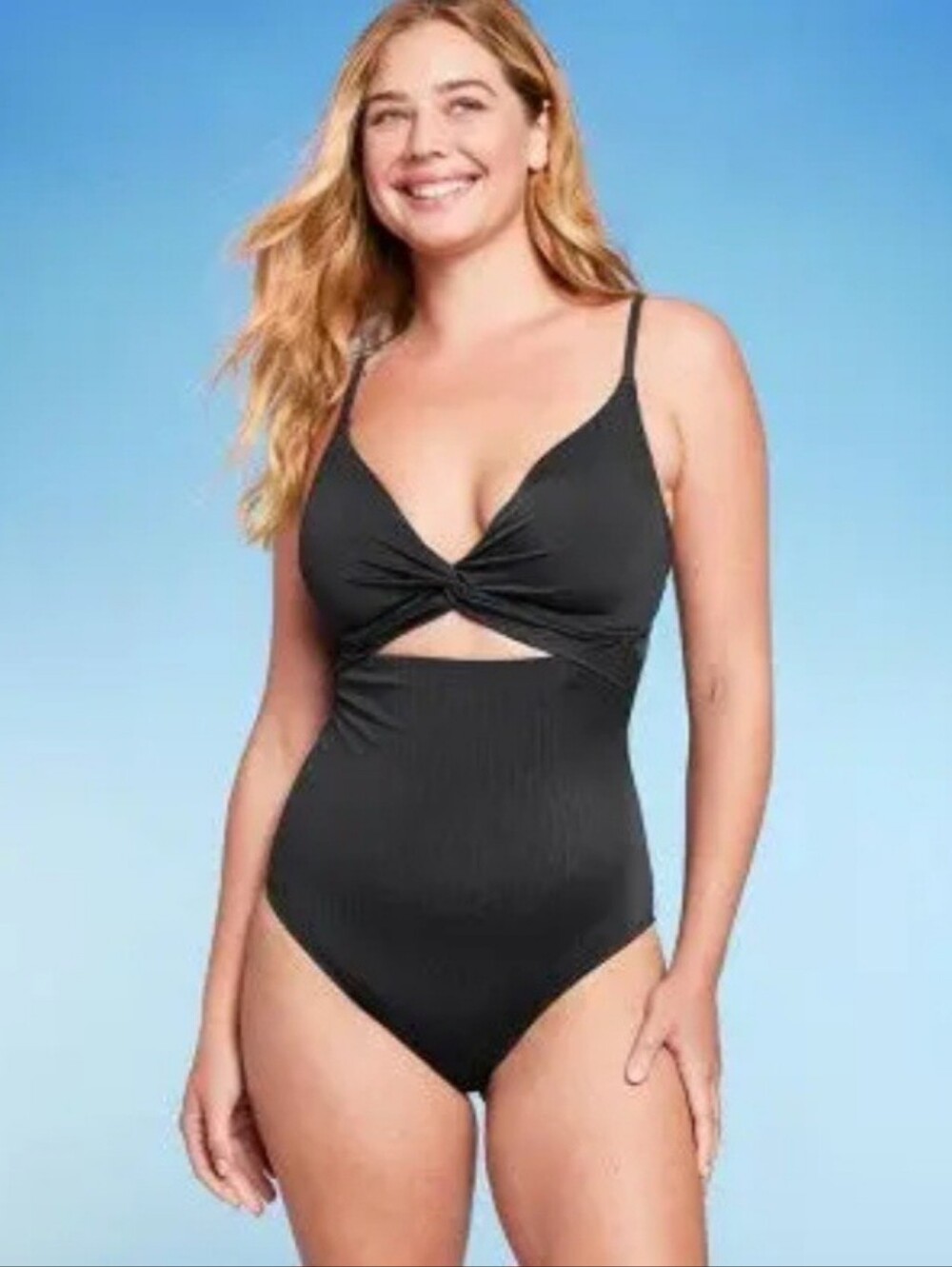 NEW 36B SHADE & SHORE WOMENS BLACK UNDERWIRE LINED PUSH-UP ONE PIECE SWIMSUIT